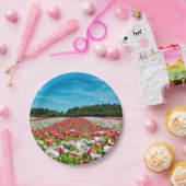 Assiettes En Carton Champ rouge et blanc (Fête)