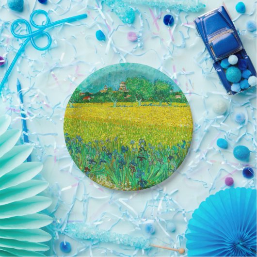Assiettes En Carton Champ Van Gogh avec Irises près d'Arles (Fête)