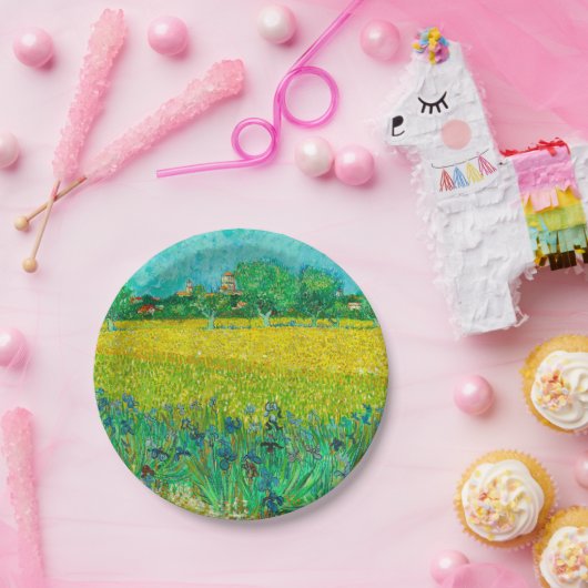 Assiettes En Carton Champ Van Gogh avec Irises près d'Arles (Fête)