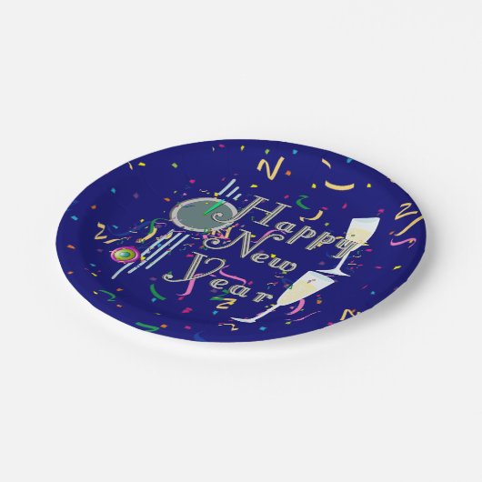 Assiettes En Carton Champagne and Countdown Clock New Years (Angle)