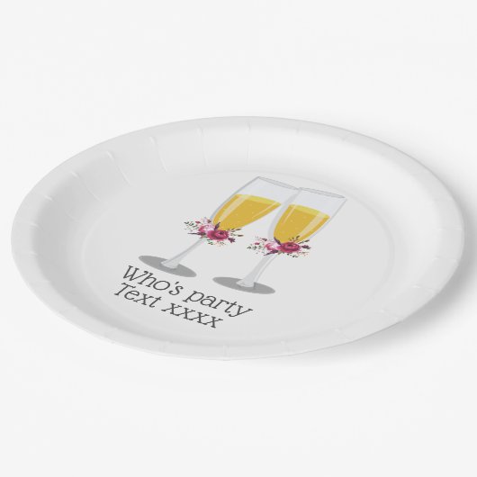 Assiettes En Carton Champagne Brunch et Bubbly applaudissent l'anniver (Angle)