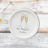 Assiettes En Carton Champagne de Nouvel An simple Aquarelle Or