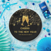 Assiettes En Carton Champagne d'or Soirée du Nouvel An (Fête)