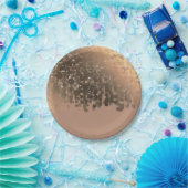 Assiettes En Carton Champagne doré beige miel lumières scintillantes d (Fête)