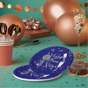 Assiettes En Carton Champagne et décompte Nouvel An