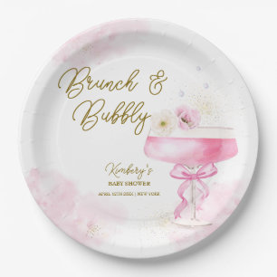 Assiettes En Carton Champagne Floral Sucré Brunch Baby shower Bubbly