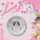 Assiettes En Carton Champagne Glasses Célébration Gold sur Argent (Fête)