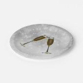Assiettes En Carton Champagne Glasses Célébration Gold sur Argent (Angle)
