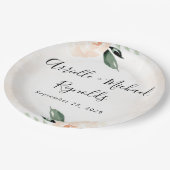 Assiettes En Carton Champagne Jardin Rosée Rose Bleu Élégant Champagne (Angle)