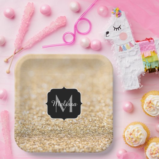 Assiettes En Carton Champagne or fausse parties scintillant scintille (Fête)