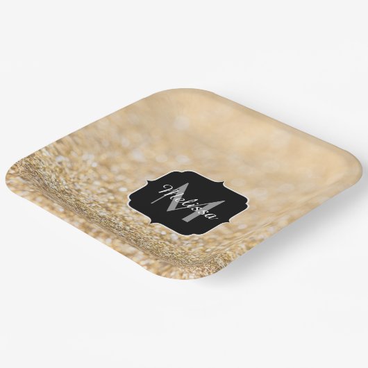 Assiettes En Carton Champagne or fausse parties scintillant scintille (Angulaire)