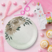 Assiettes En Carton champagne romantique fleurs verdure mariage (Fête)