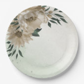 Assiettes En Carton champagne romantique fleurs verdure mariage (Devant)