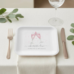 Assiettes En Carton Champagne rose "Cheval to Love" Personnalisé
