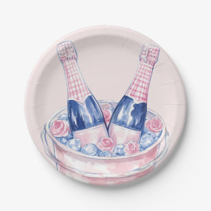Assiettes En Carton Champagne rose et bleu du millénaire