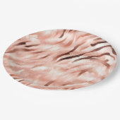 Assiettes En Carton Champagne rose Rose Glam Zebra (Angle)
