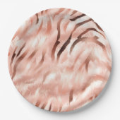 Assiettes En Carton Champagne rose Rose Glam Zebra (Devant)