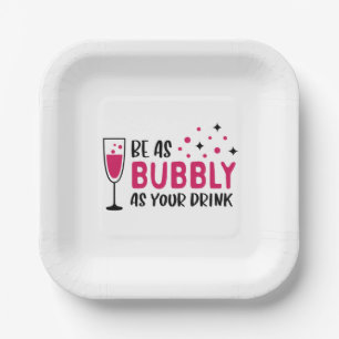 Assiettes En Carton Champagne Soyez Aussi Bubble Que Votre Boisson Ros