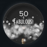 Assiettes En Carton Champagne & Sparkler 50 & Plaques papier fabuleuse<br><div class="desc">50 & Fabuleuses plaques en papier avec une bouteille de champagne, des lumières floues scintillantes et bokeh sur un arrière - plan noir - en 2 TAILLES. CUSTOMISEZ avec vos propres détails et votre âge. Utilisez ceci comme modèle pour un 21ème, 30ème, 40ème, 50ème, 60ème, 70ème, 80ème, 90ème, 100ème anniversaire....</div>