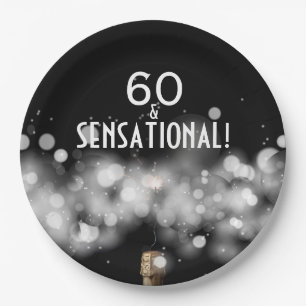 Assiettes En Carton Champagne & Sparkler 60 & Plaques papier sensation