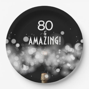 Assiettes En Carton Champagne & Sparkler 80 & Plaques en papier Extrao