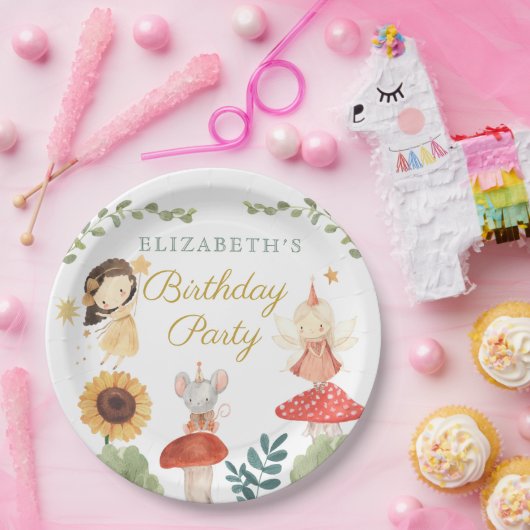 Assiettes En Carton Champignon d'Anniversaire Fée Enchantée (Fête)