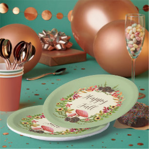 Assiettes En Carton Champignon et tournesols avec texte personnalisabl