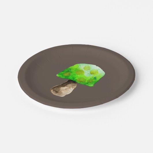 Assiettes En Carton Champignon vert aquarelle champignons mignons (Angle)