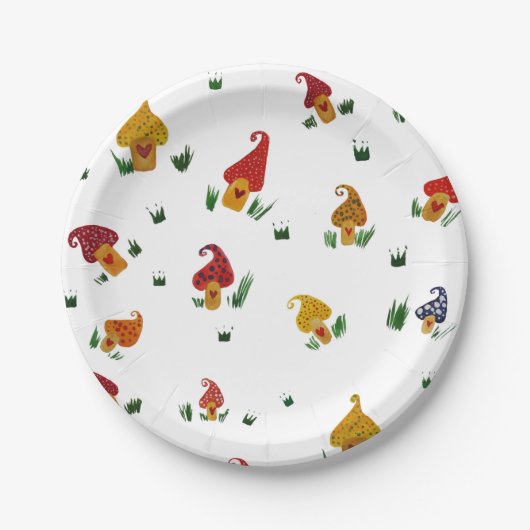 Assiettes En Carton Champignons avec coeur Plaques de papier personnal (Devant)