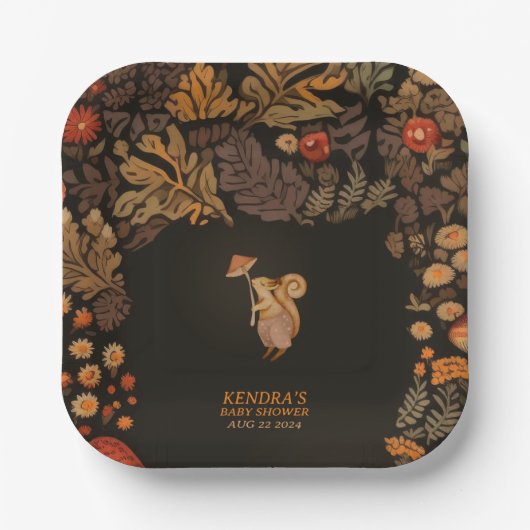 Assiettes En Carton Champignons Baby shower animal du bois (Recto)