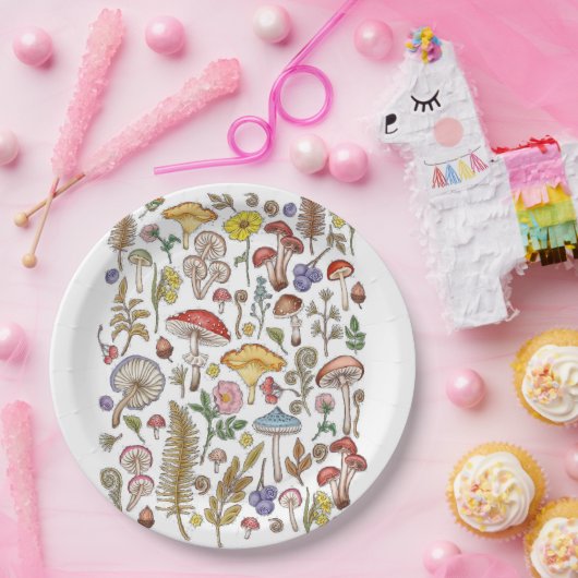 Assiettes En Carton Champignons, Champignons magiques, Champignons de (Fête)