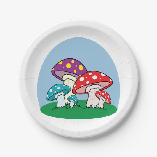 Assiettes En Carton Champignons colorés (Devant)