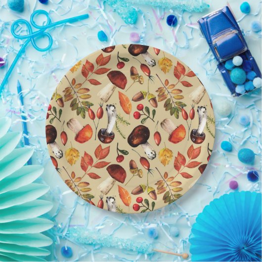 Assiettes En Carton Champignons d'automne (Fête)