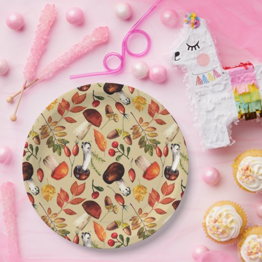 Assiettes En Carton Champignons d'automne (Fête)