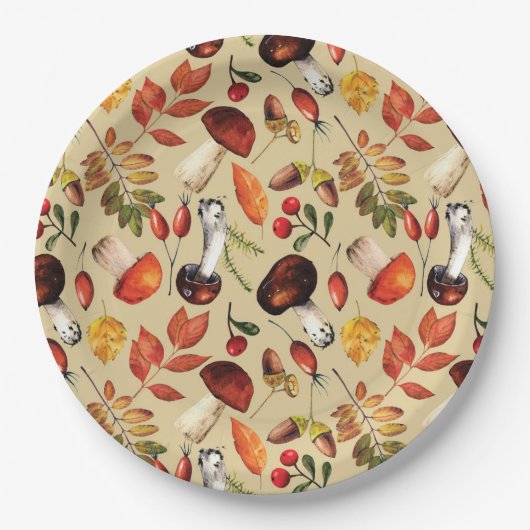 Assiettes En Carton Champignons d'automne (Devant)