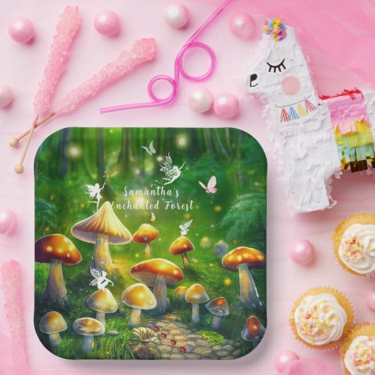 Assiettes En Carton Champignons de forêt enchantés Fées Ladybugs (Fête)
