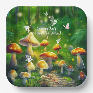 Assiettes En Carton Champignons de la Forêt Enchantée Fées Coccinelles