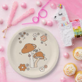 Assiettes En Carton Champignons Et Fleurs Tons Terre les années 70 Bei (Fête)