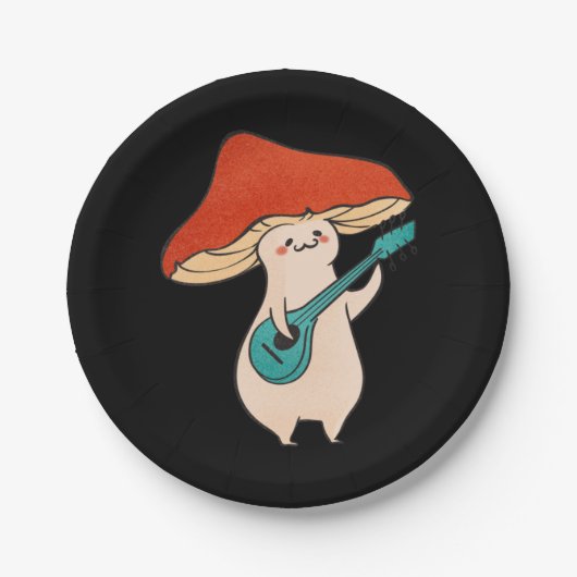 Assiettes En Carton Champignons Et Musique (Devant)