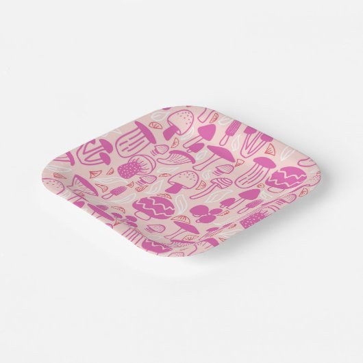 Assiettes En Carton Champignons Magenta rose (Angulaire)