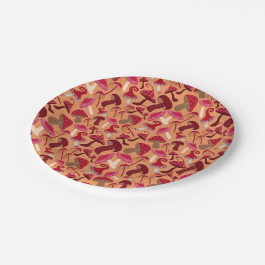 Assiettes En Carton Champignons mignons (Angle)