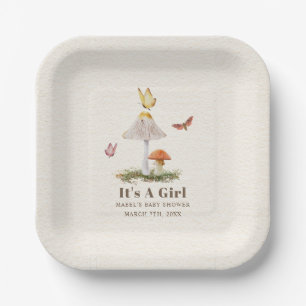 Assiettes En Carton Champignons Papillons Woodland Girl Baby shower P