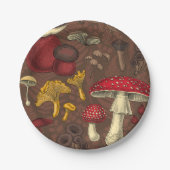Assiettes En Carton Champignons sauvages sur brun (Devant)