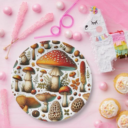 Assiettes En Carton Champignons sauvages Whimsical (Fête)