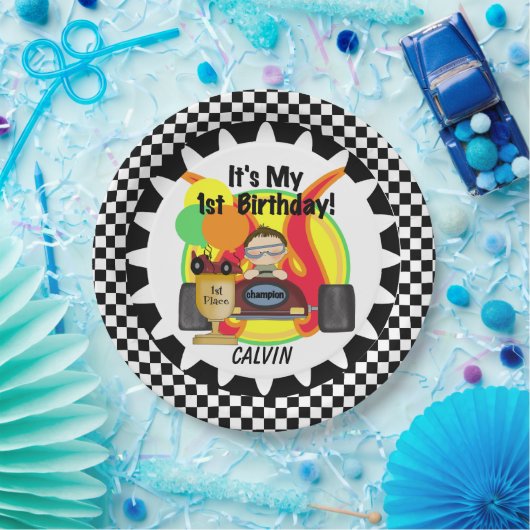 Assiettes En Carton Champion Racing Car 1er Bonne Plaque Papier Annive (Fête)