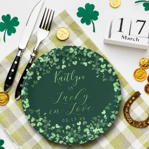 Assiettes En Carton Chanceux en amour Bridal Shower Saint-Patrick