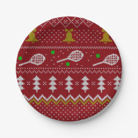 Chandail de Noël de Tennis Motif tricoté Rouge Noë