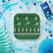 Assiettes En Carton Chandail de Noël de tennis Motif tricoté vert (Fête)