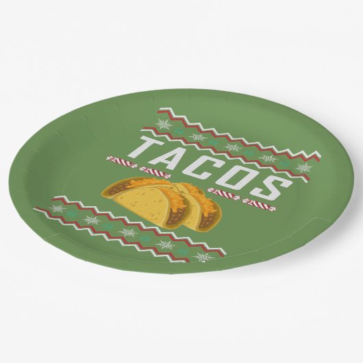 Assiettes En Carton Chandail de Noël moche Tacos (Angle)