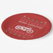 Assiettes En Carton Chandail de Noël moto vintage (Angle)